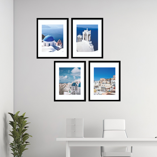 Mediterranean Coastline Blue Dome Wall Frame