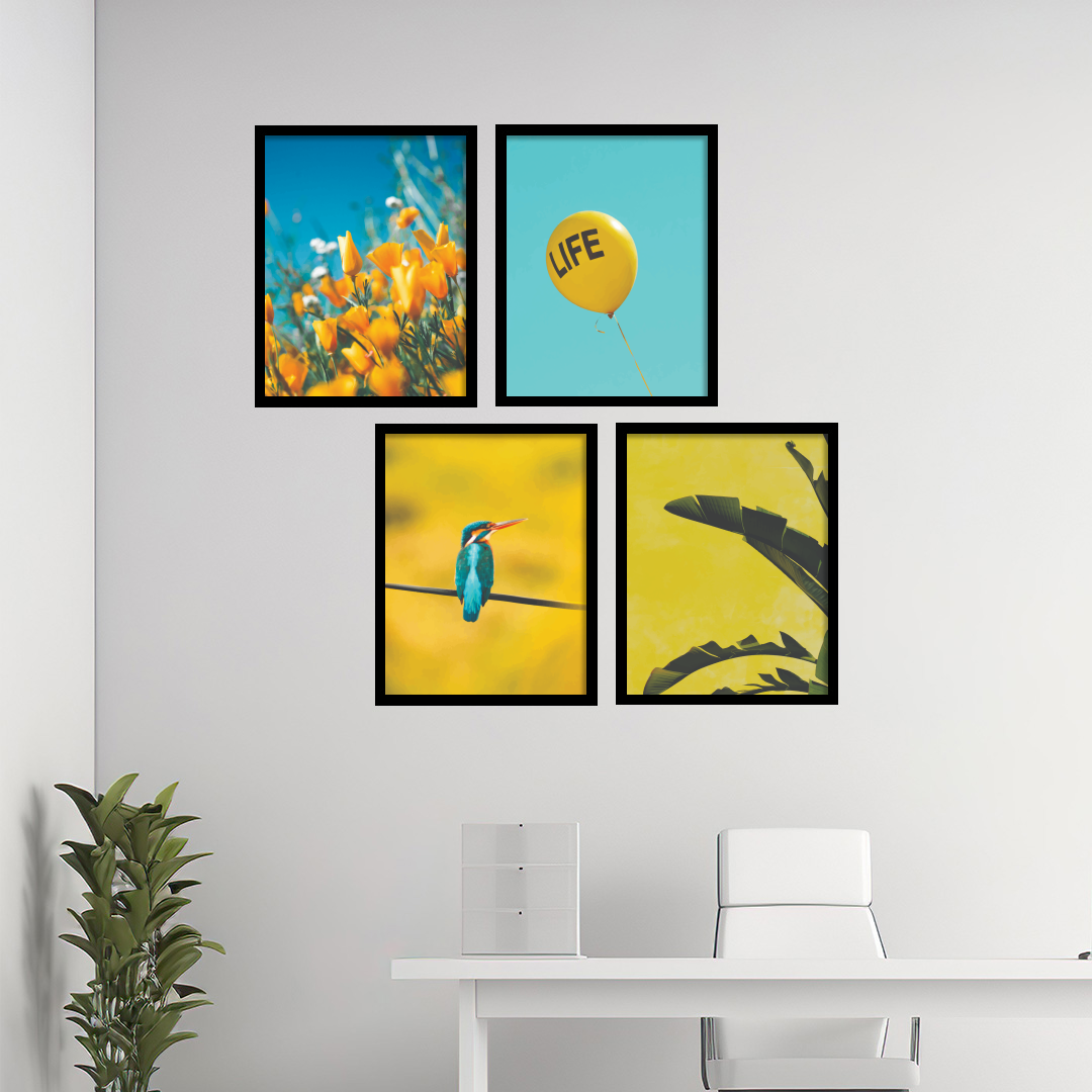 Sunny Yellow and Blue Color Block Nature Wall Frame