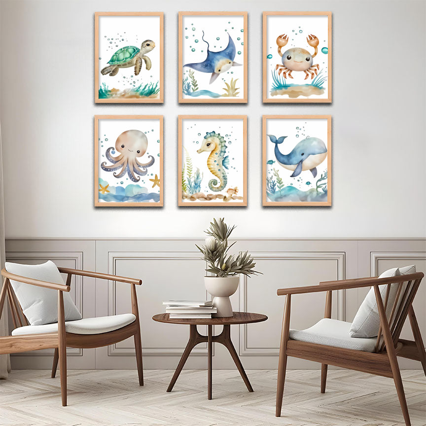 Whimsical Ocean Animals Gallery Wall Frame