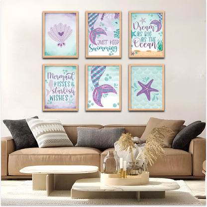 Mermaid & Ocean Kids Wall Art Set