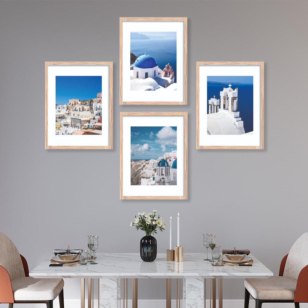 Mediterranean Coastline Blue Dome Wall Frame