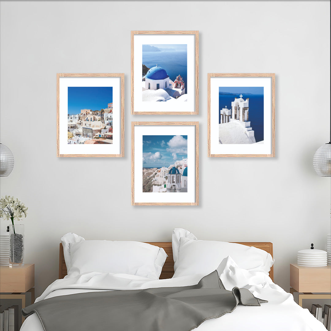 Mediterranean Coastline Blue Dome Wall Frame