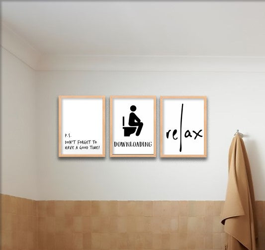 Bathroom Humor Trio Wall Frame Set