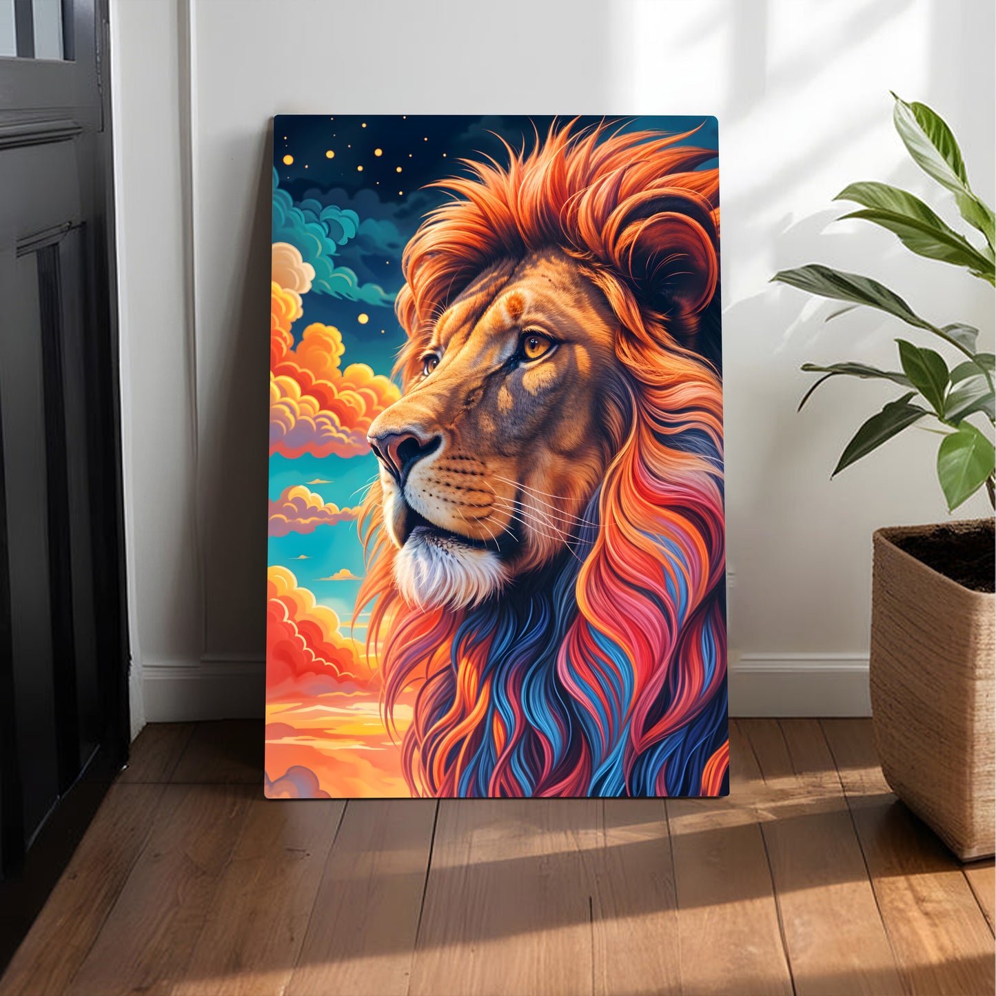 Majestic Lion in Sunset Clouds