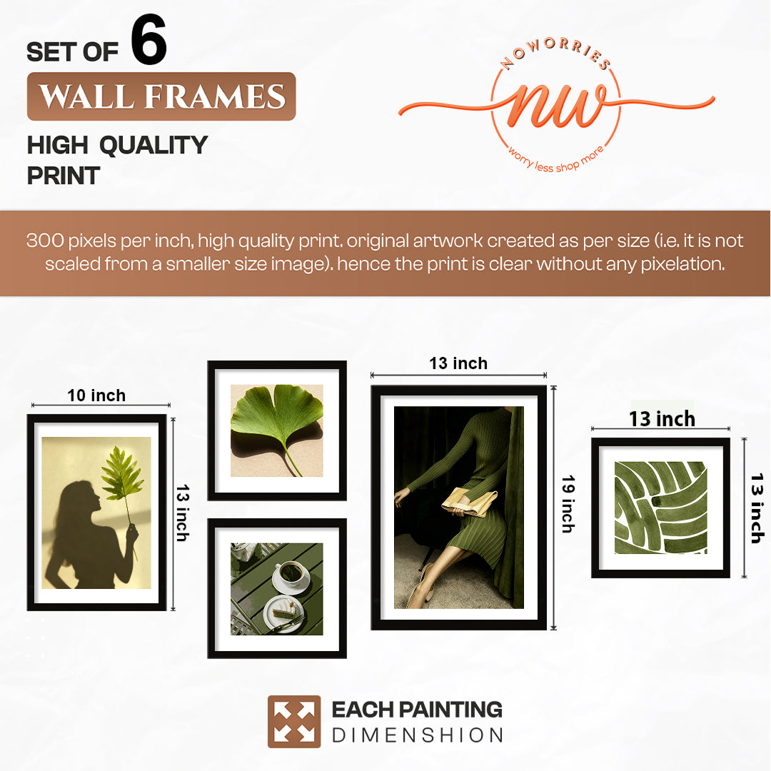 Olive Green Wall Art Set of 5
