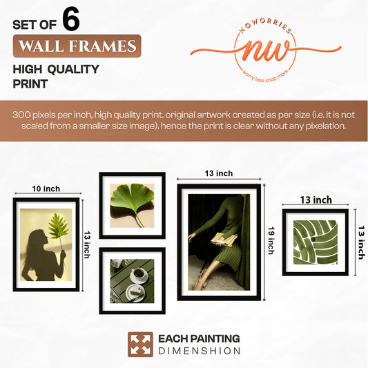 Olive Green Wall Art Set of 5