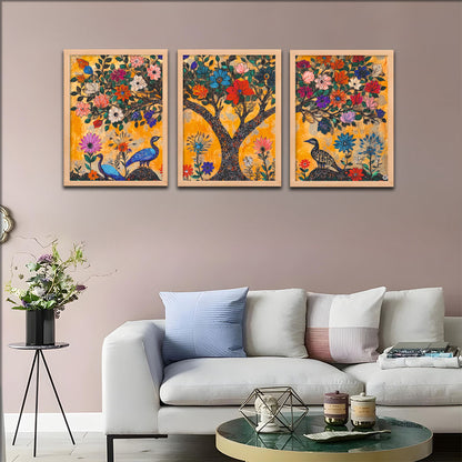 Peacock Garden Trio Wall Frames