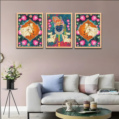 Divine Krishna Set Wall Frames