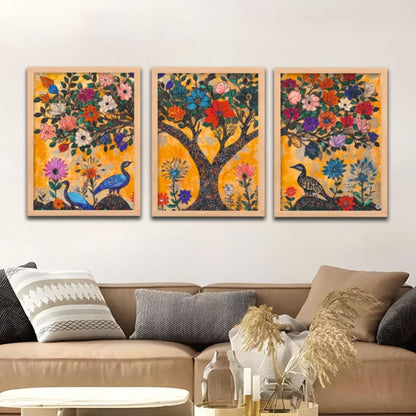 Peacock Garden Trio Wall Frames
