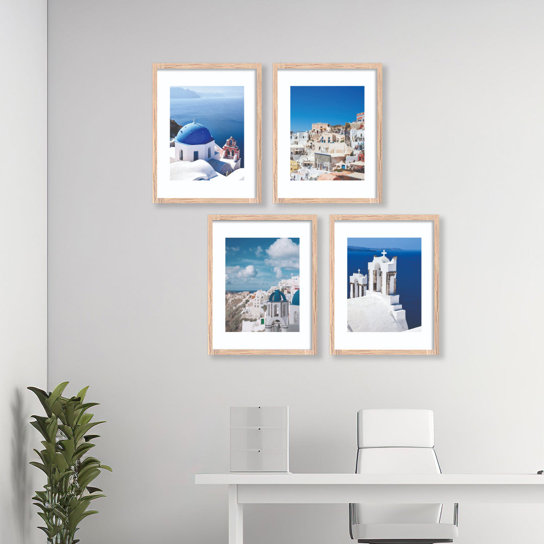Mediterranean Coastline Blue Dome Wall Frame