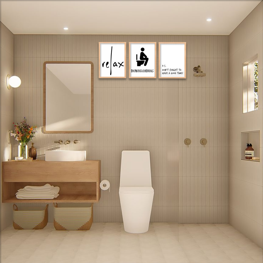 Bathroom Humor Trio Wall Frame Set