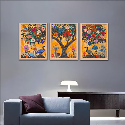 Peacock Garden Trio Wall Frames
