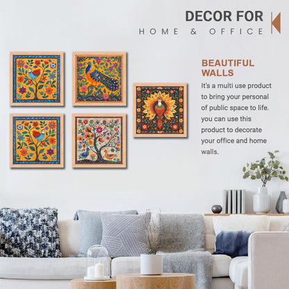 Vibrant Folk Art Wall Frame Set
