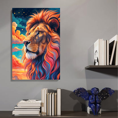 Majestic Lion in Sunset Clouds