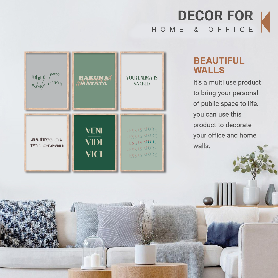 Green Serenity Quote Wall Frame Set