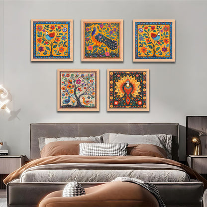 Vibrant Folk Art Wall Frame Set