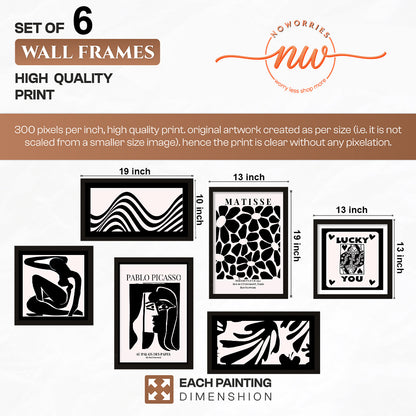 Black Canvas Wall Art Set of 6