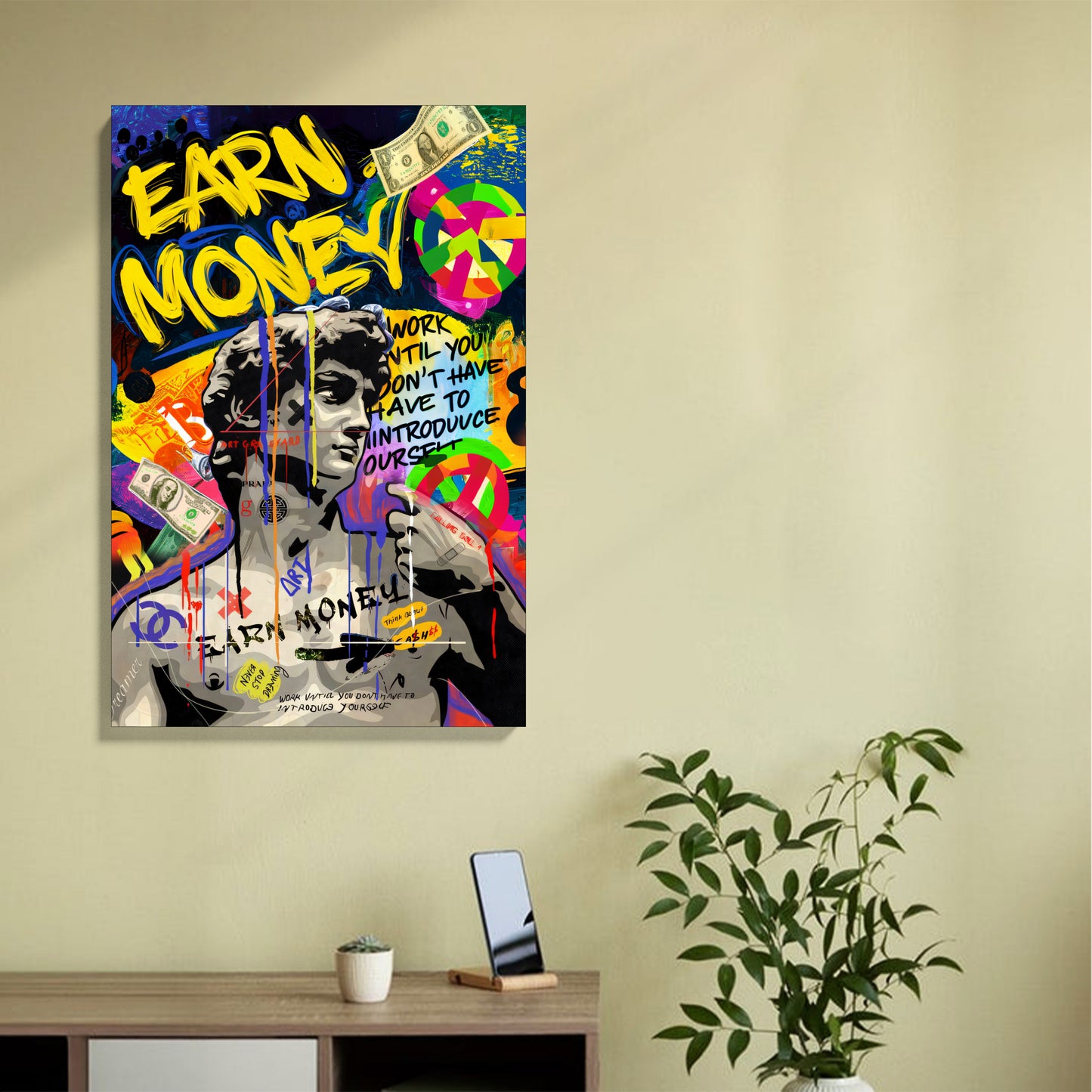 Earn Money Graffiti Canvas