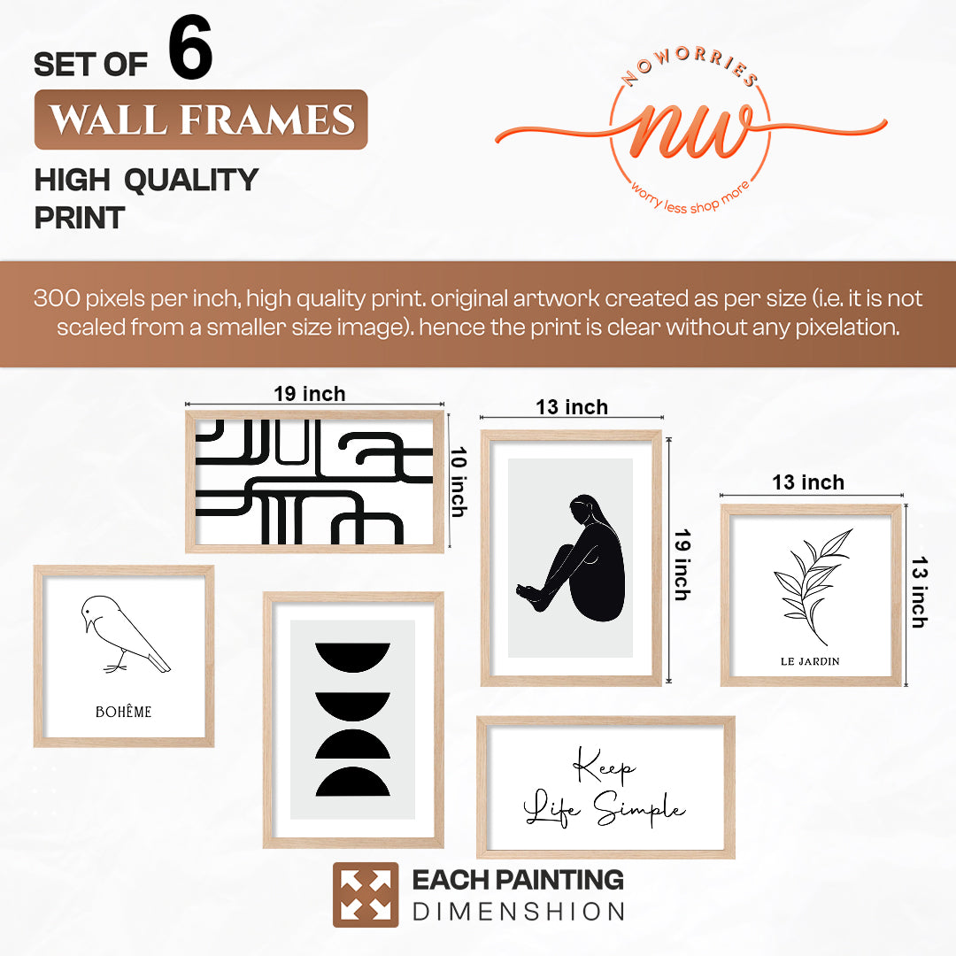 Scandi Line Art Collection Set of 6