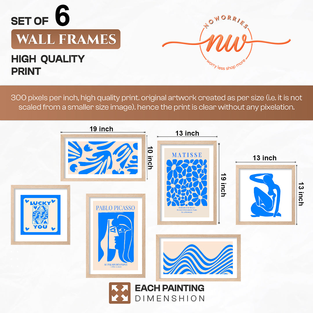 Blue Harmony Wall Art Set of 6