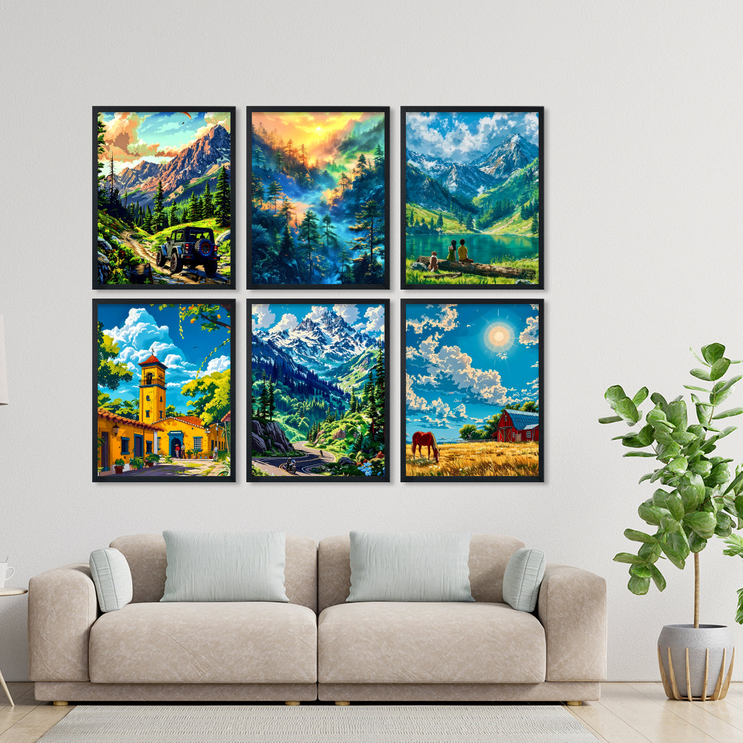 Majestic Mountain Landscape Wall Frame Set