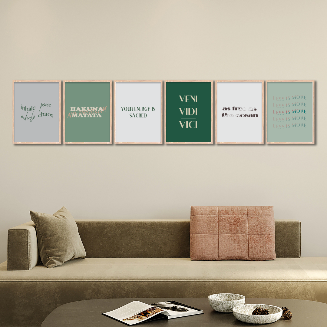 Green Serenity Quote Wall Frame Set
