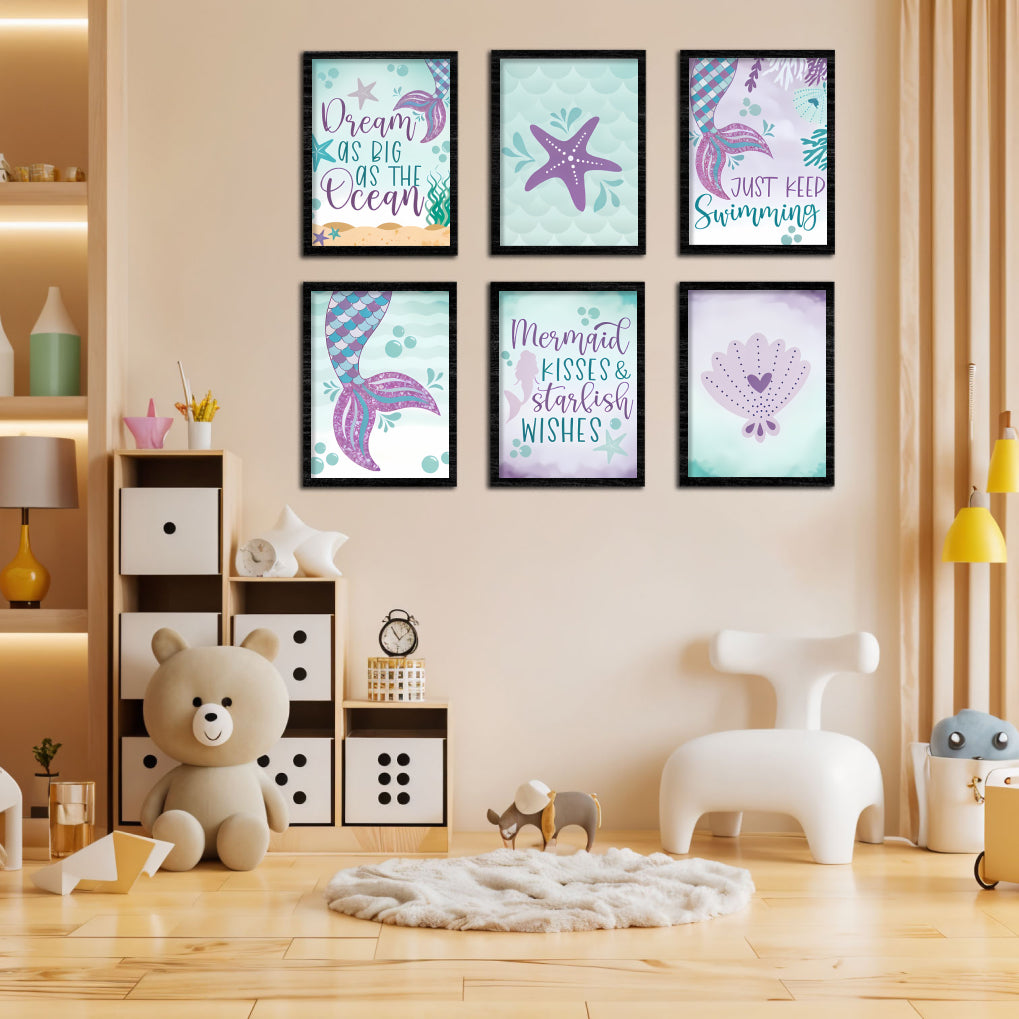 Mermaid & Ocean Kids Wall Art Set