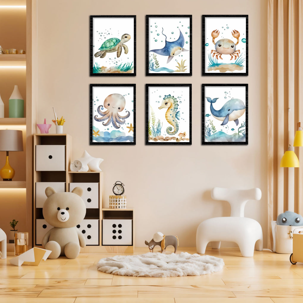 Whimsical Ocean Animals Gallery Wall Frame