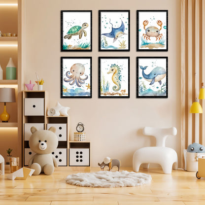 Whimsical Ocean Animals Gallery Wall Frame