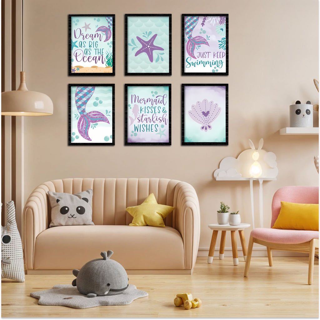 Mermaid & Ocean Kids Wall Art Set