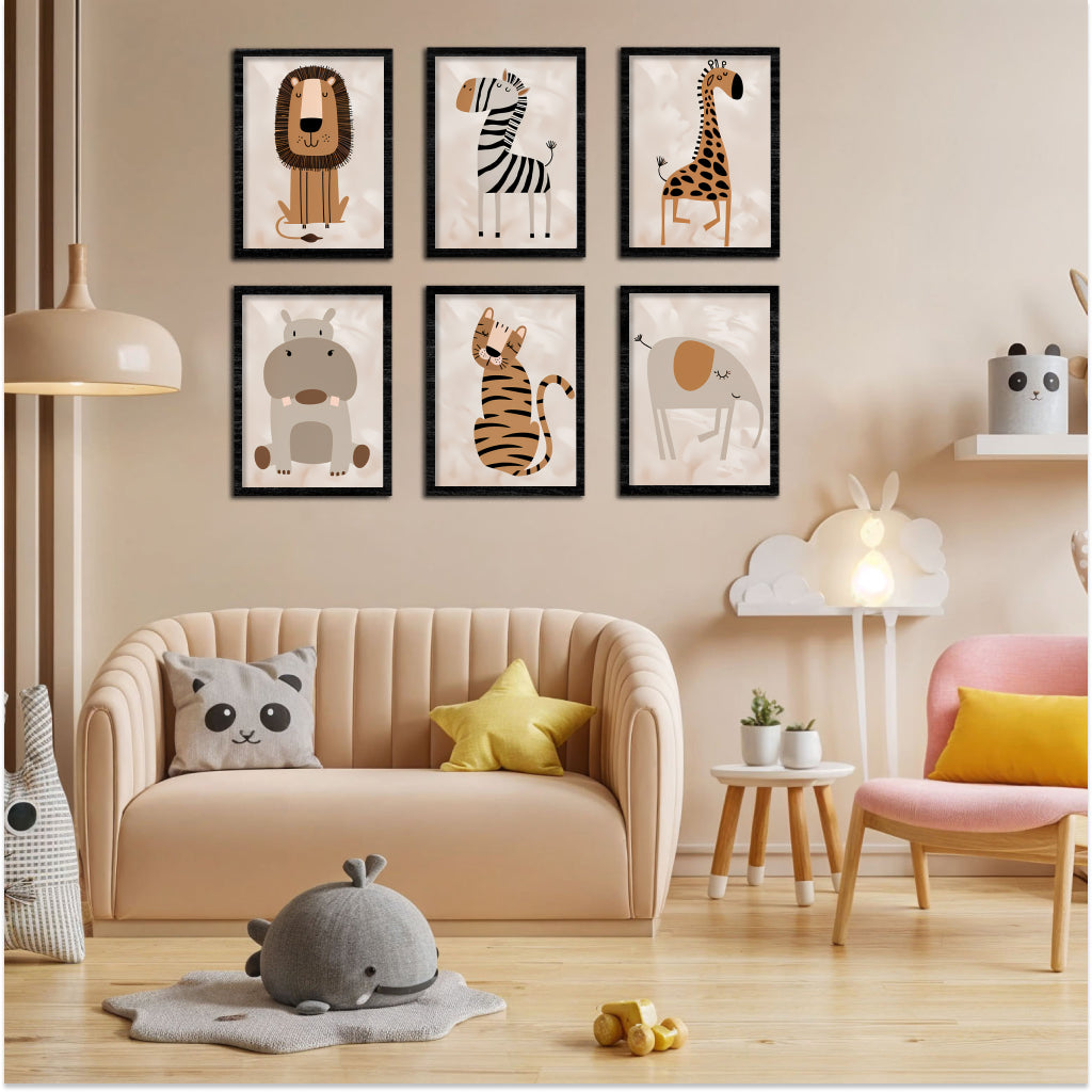 Safari Kids Animal Wall Art Set