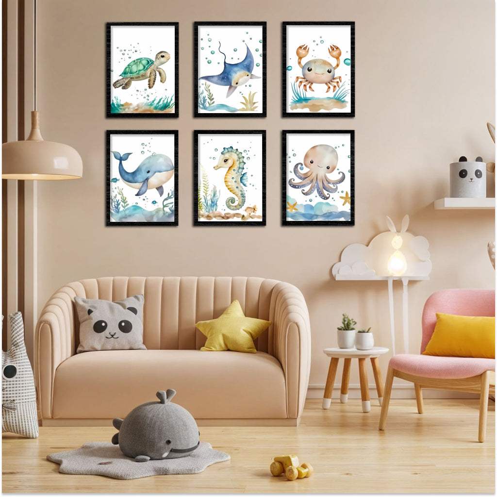 Whimsical Ocean Animals Gallery Wall Frame