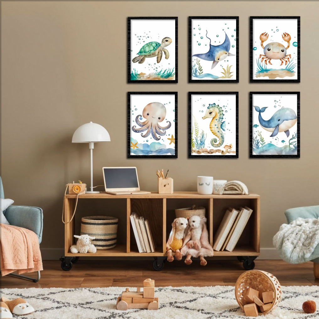 Whimsical Ocean Animals Gallery Wall Frame