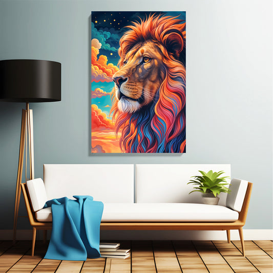 Majestic Lion in Sunset Clouds