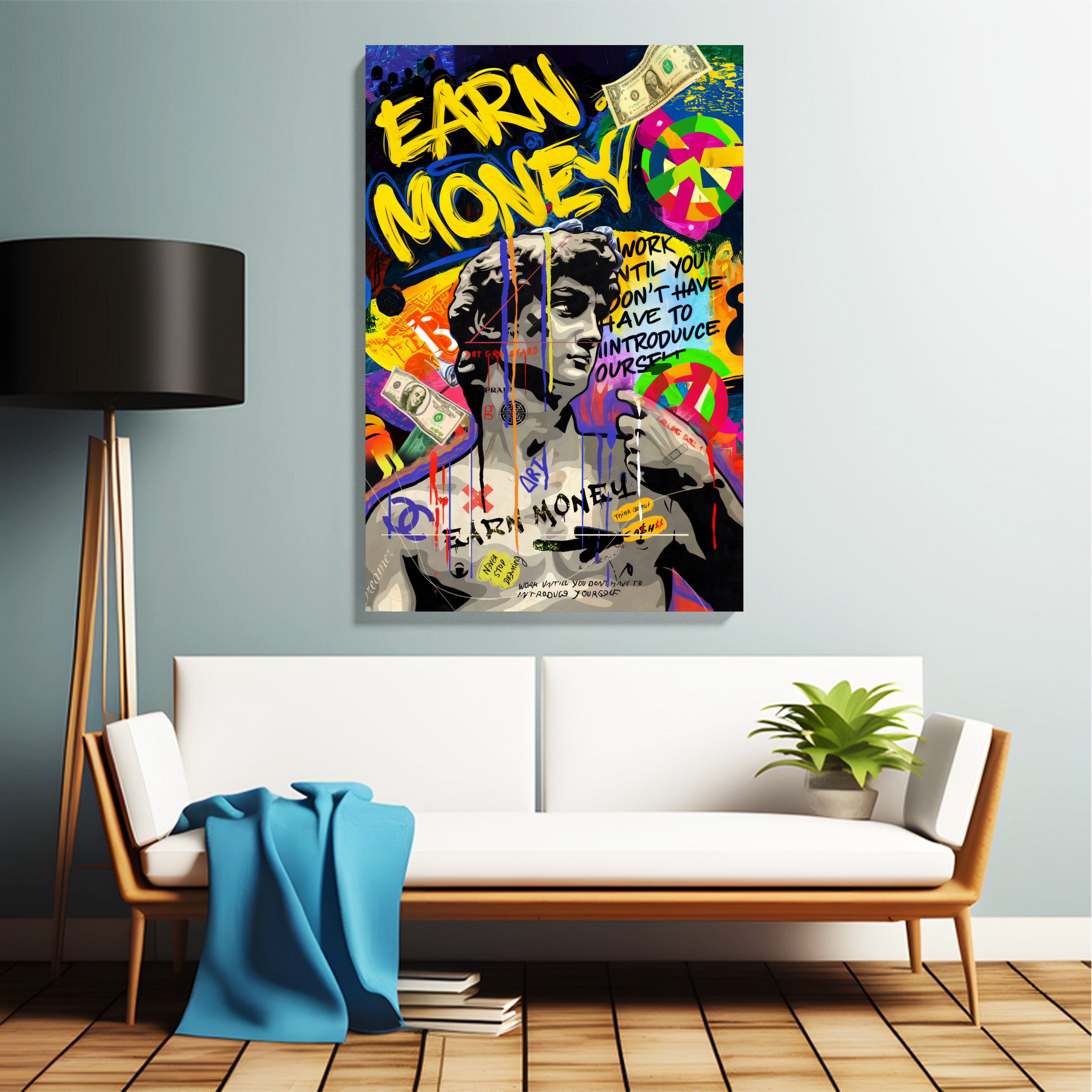 Earn Money Graffiti Canvas