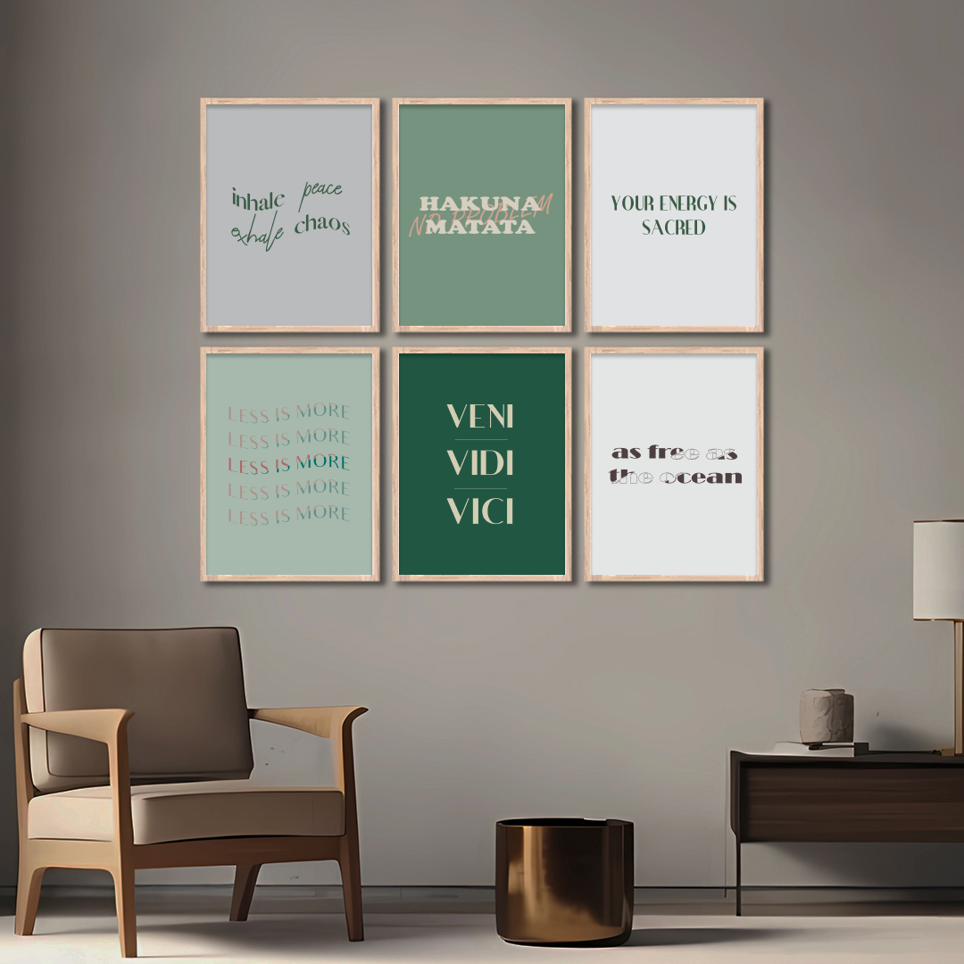 Green Serenity Quote Wall Frame Set