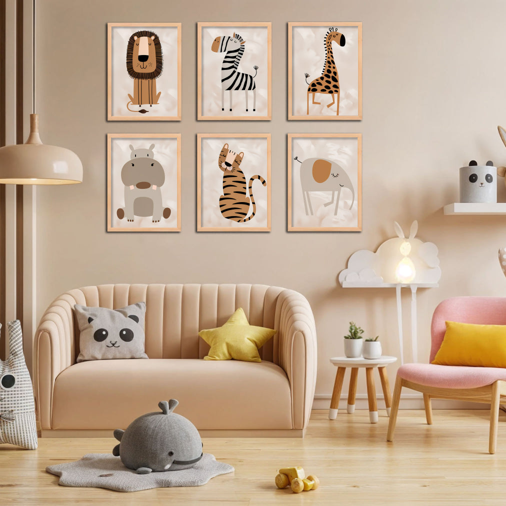 Safari Kids Animal Wall Art Set