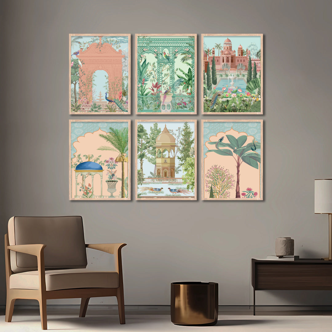 Mughal Palace Garden Wall Frame Set