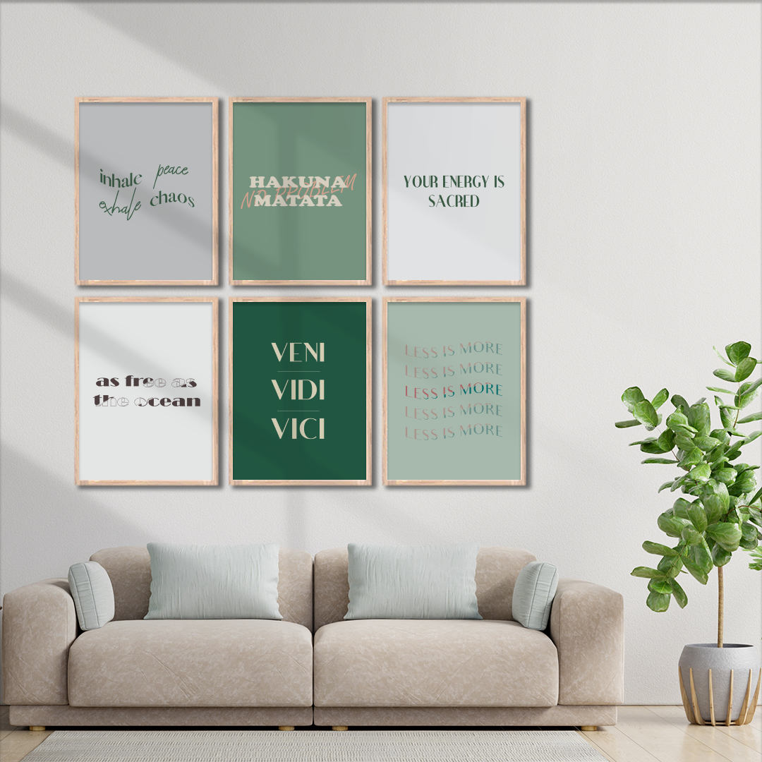 Green Serenity Quote Wall Frame Set