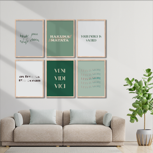 Green Serenity Quote Wall Frame Set