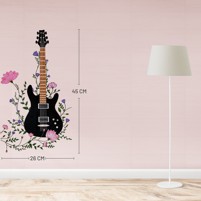Floral Electric Guitar Wall Sticker