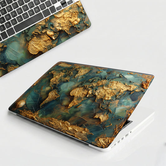 3D Texture Gold Map Luxury Laptop Skin