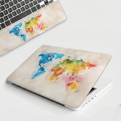 Watercolor World Map Artistic Laptop Skin