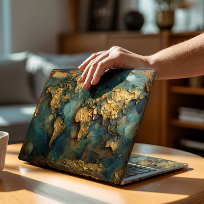 3D Texture Gold Map Luxury Laptop Skin