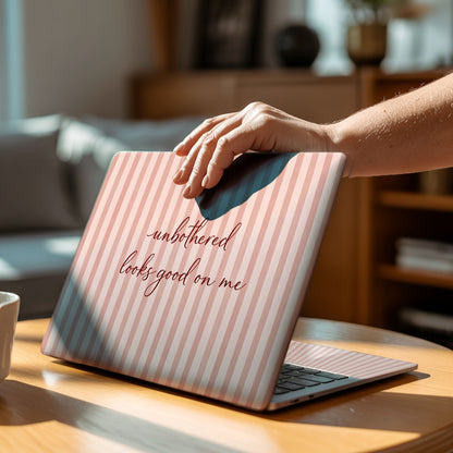 Unbothered Minimalist Pastel Pink Laptop Skin