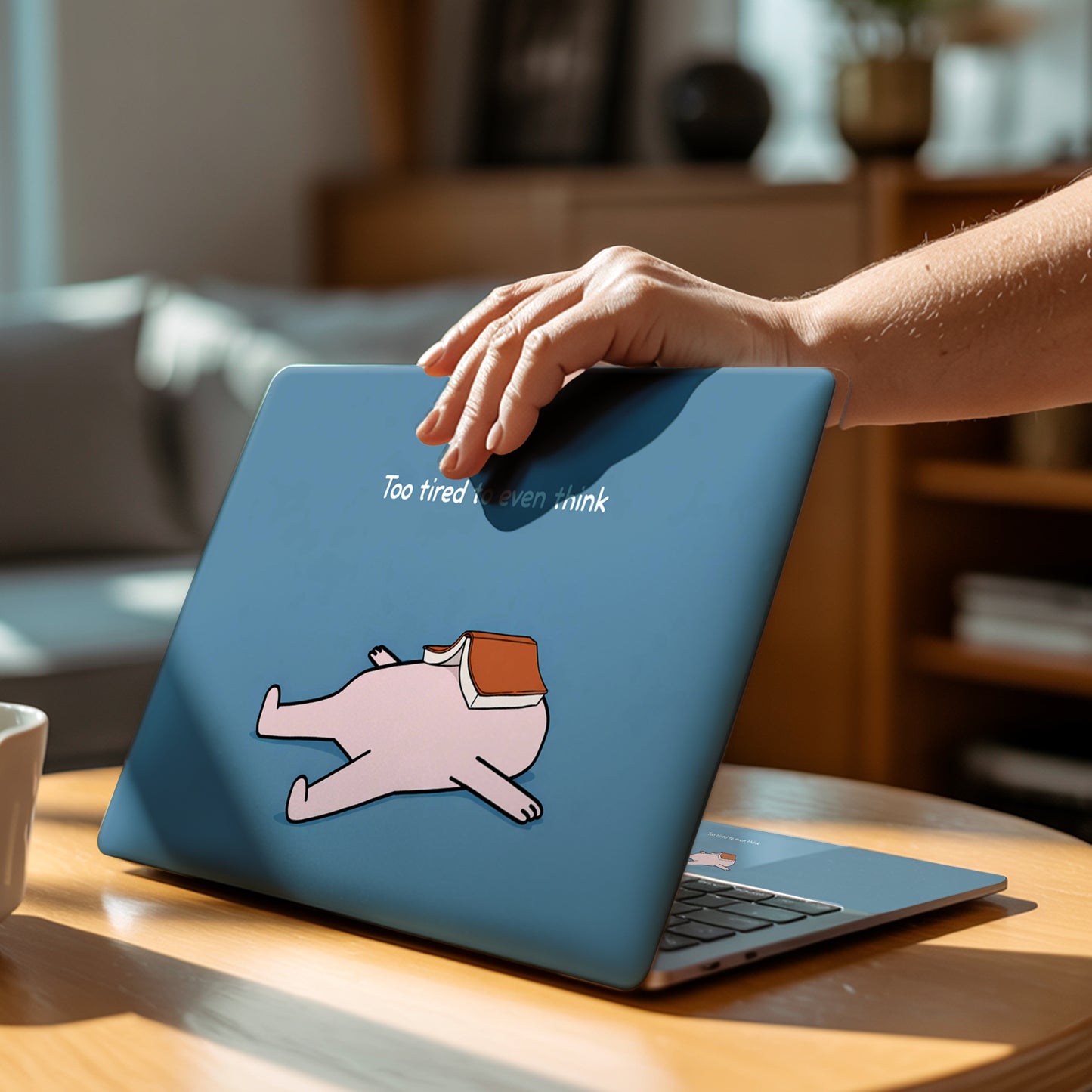 Too Tired to Think Humorous Graphic Laptop Skin