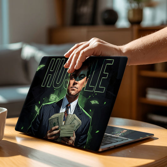 Hustle & Cash Neon Green Motivation Aesthetic Laptop Skin