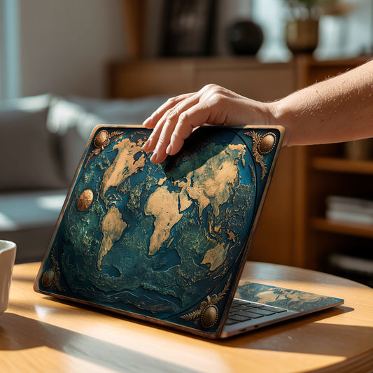 Explore the World Mountain Stamp Laptop Skin