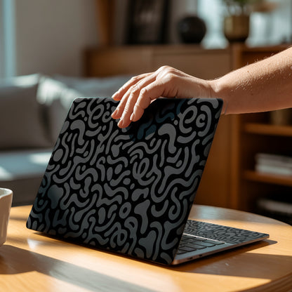 Black & Grey Doodle Maze Minimalist Laptop Skin