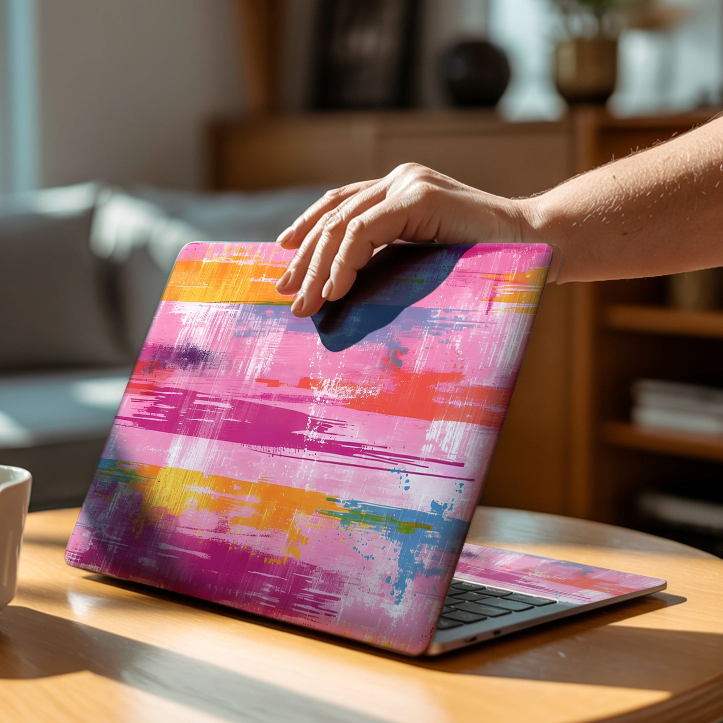 Neon Canvas Watercolor Splatter Aesthetic Laptop Skin